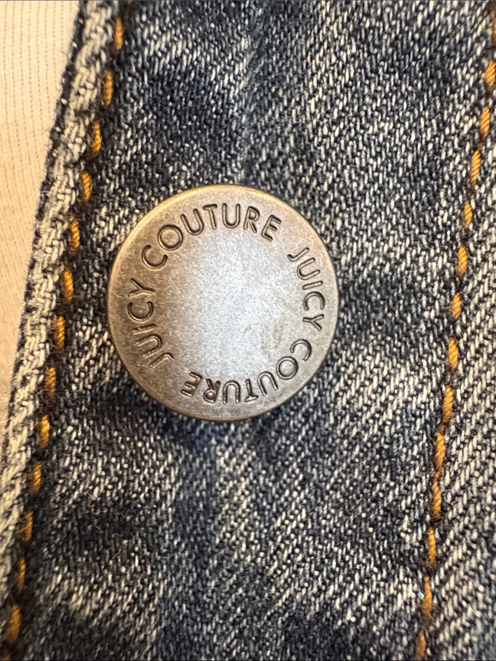 New Juicy Couture Dark Blue Denim Jacket with Branded Snap with Blingy accents L - Picture 6 of 8